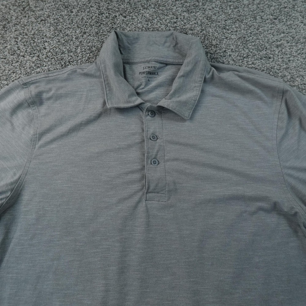 J Crew Polo Shirt Mens L Gray Performance‎ Stretch Golf Casual Preppy Tech Flex